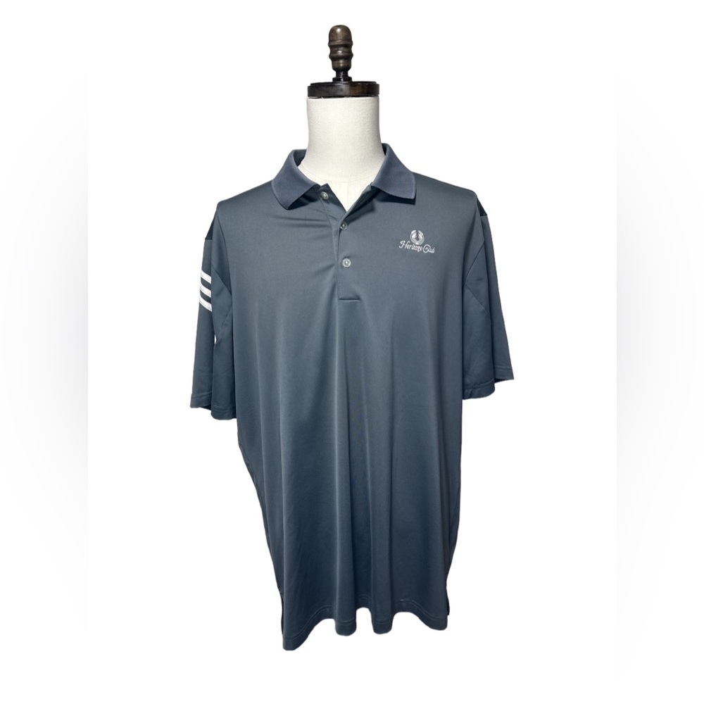 Adidas Golf Pure Motion Heritage Club Short Sleeve Gray Polo Shirt Size XL